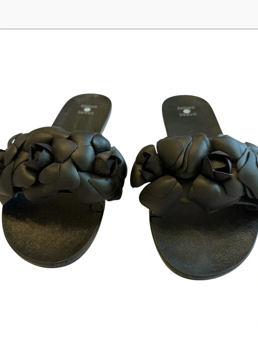 Shade & Shore Black Floral Jelly Slide Sandals Women’s Size 8 New